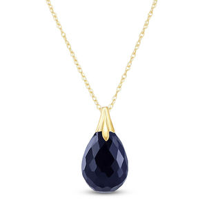 14K. SOLID GOLD NECKLACE WITH NATURAL DYED SAPPHIRE (Yellow Gold)